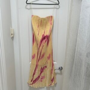 Abercrombie & Fitch Strapless Yellow and Pink Dress